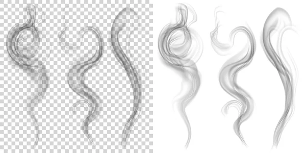 Conjunto de humo gris translúcido. Transparencia solo en forma vectorial — Vector de stock