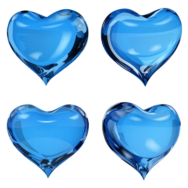 Ogenomskinlig blå hjärtan — Stock vektor