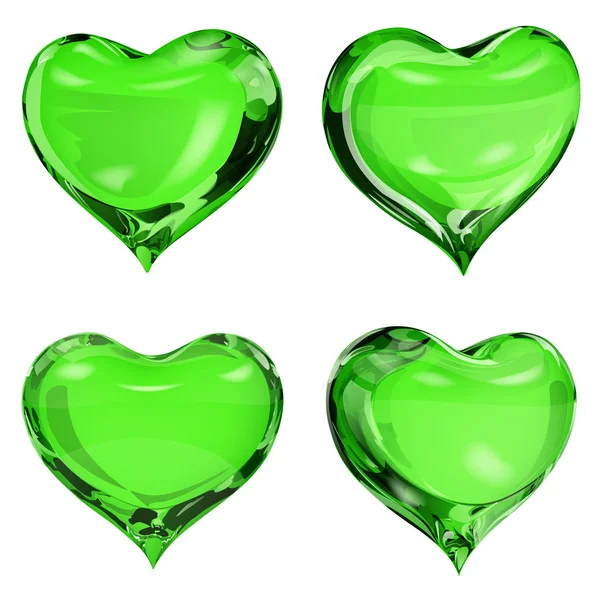 Opaque green hearts — Stock Vector