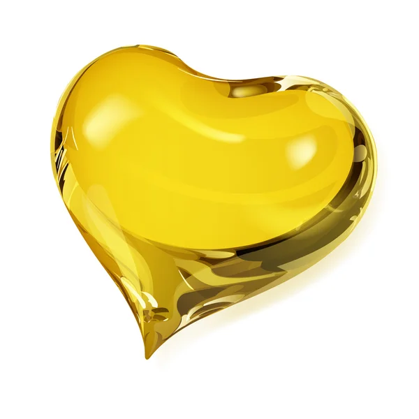 Ogenomskinlig gul hjärta — Stock vektor