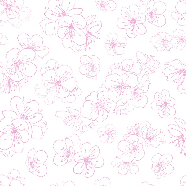 Motif sans couture de fleurs de cerisier — Image vectorielle