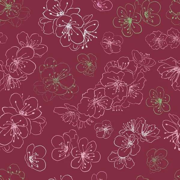 Безшовний візерунок вишневих квітів — стоковий вектор