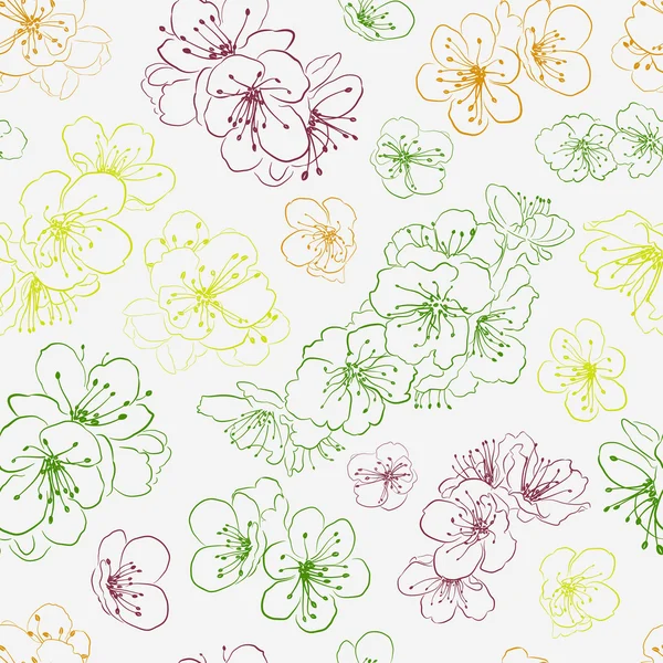 Patrón sin costuras de flores de cerezo — Archivo Imágenes Vectoriales