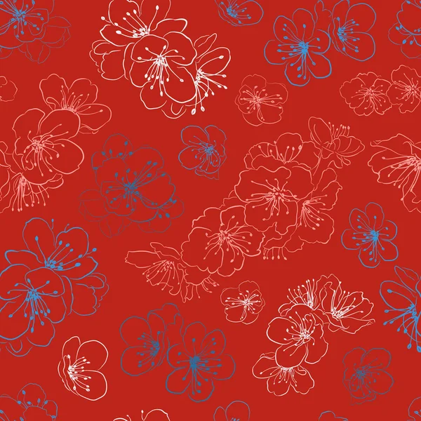 Patrón sin costuras de flores de cerezo — Archivo Imágenes Vectoriales