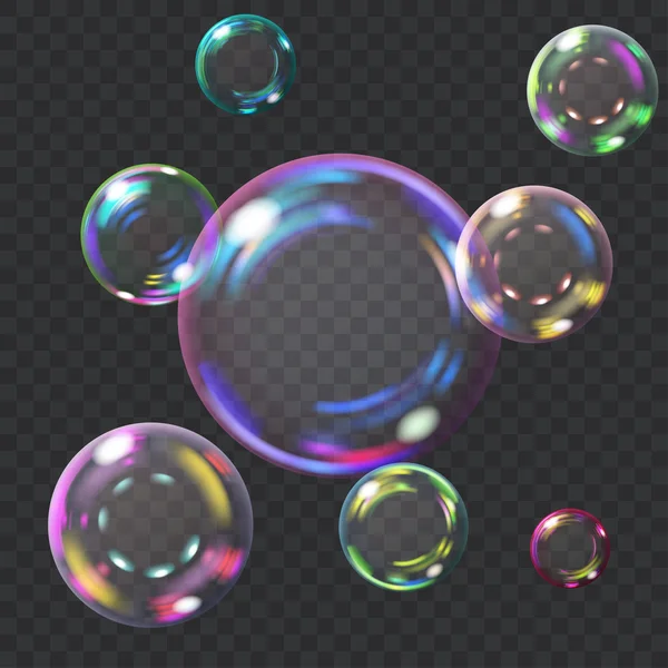 Multicolored soap bubbles — Stock Vector