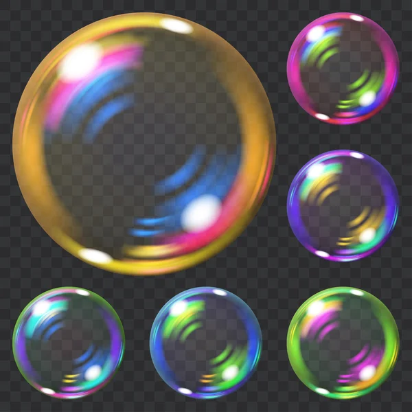 Набір різнокольорових мильних бульбашок — стоковий вектор