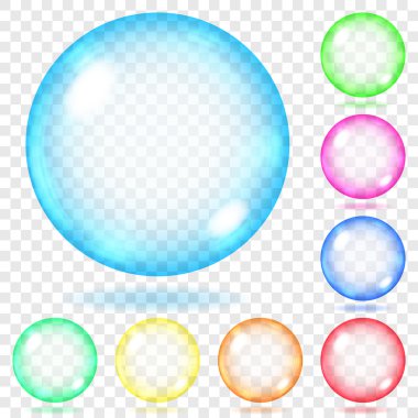 Çok renkli şeffaf cam küreler. Vec sadece şeffaflık