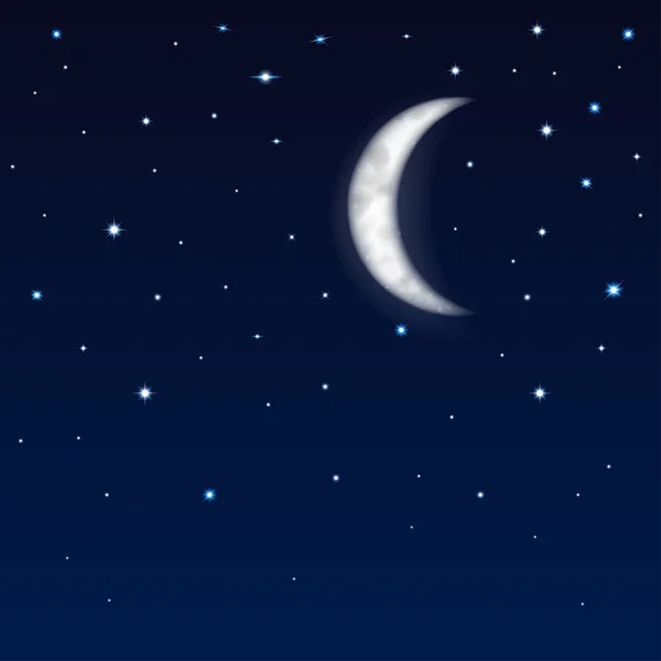 Natthimmel med måne och stjärnor — Stock vektor