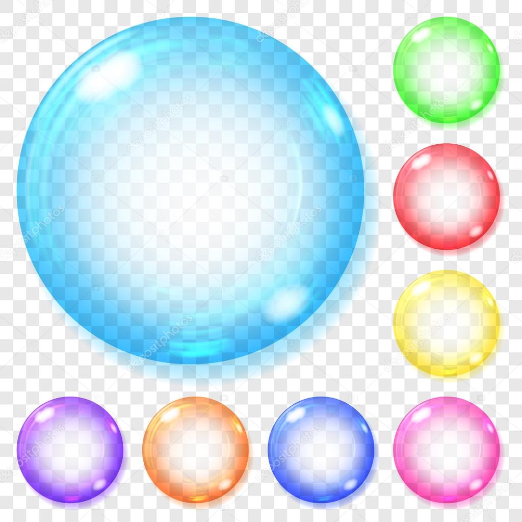 Multicolored transparent glass spheres. Transparency only in vec