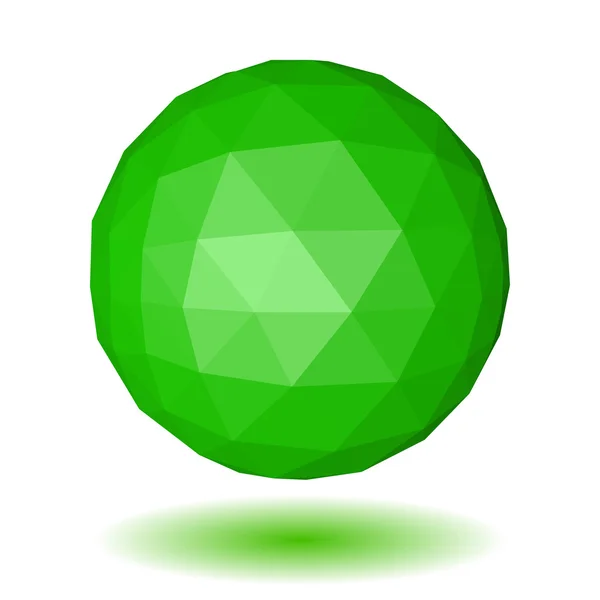 Green low polygonal sphere of triangular faces — Stock Vector