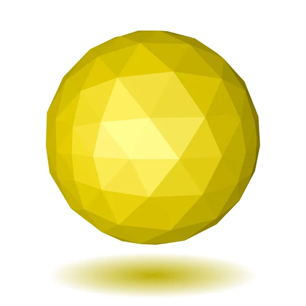 Yellow low polygonal sphere of triangular faces — Stock Vector