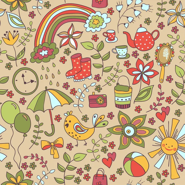 Cute doodle seamless pattern — Stock Vector