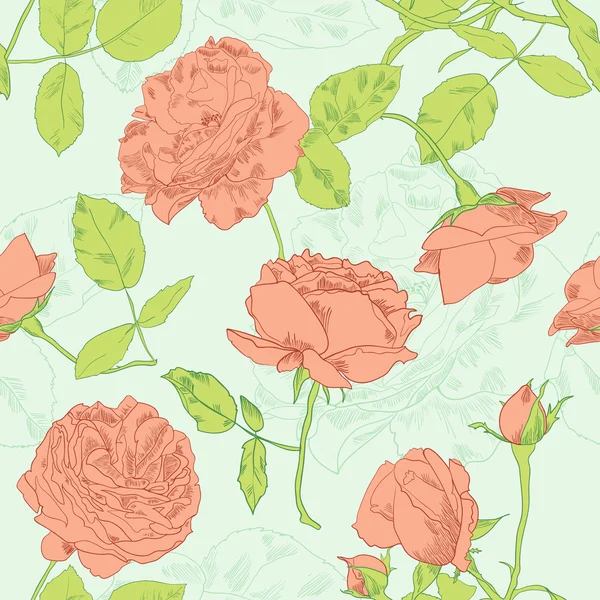 Patrón de rosas sin costura — Vector de stock