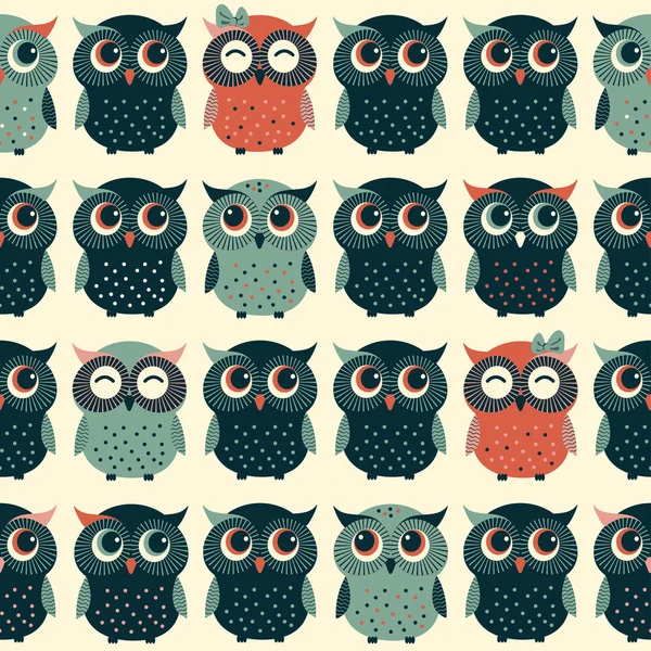 Cute colorful seamless pattern with owls — Stock Vector