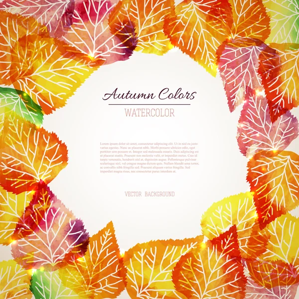 Autumn watercolor leaves — Stock Vector