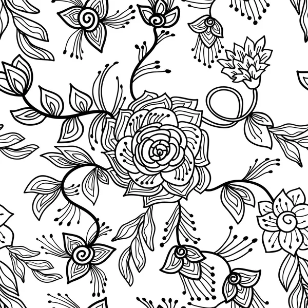 Doodle floral sem costura — Vetor de Stock