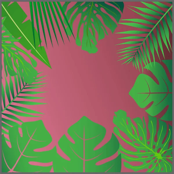 Tropické Listí Kolem Prázdného Prostoru Elegantní Pozadí Zdobené Listím Exotických — Stockový vektor
