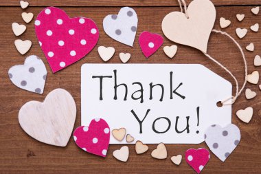 Label With Pink Heart, Text Thank You