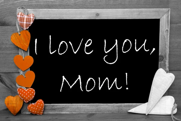 Noir et blanc Blackbord, Coeurs orange, Je t'aime maman — Photo