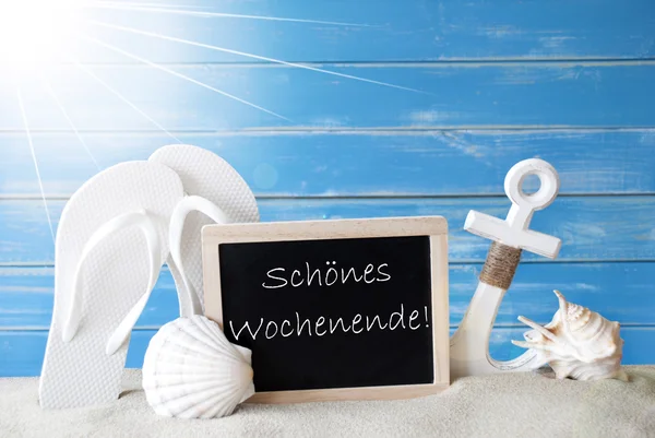 Sunny Summer Card With Wochenende Means Happy Weekend — Stock Photo, Image