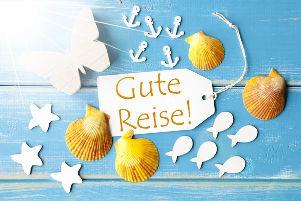 Słoneczne lato kartkę z życzeniami z Gute Reise oznacza dobrą podróż — Zdjęcie stockowe