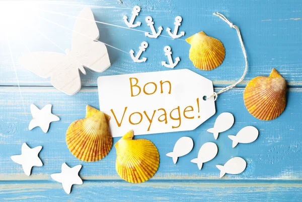 Tarjeta de felicitación de verano soleado con Bon Voyage significa buen viaje — Foto de Stock