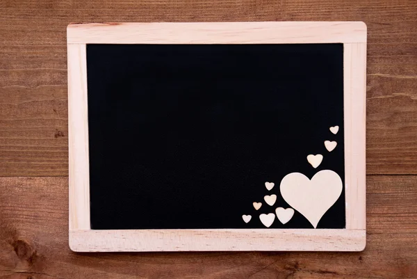 Blackboard With Wooden Hearts, Copy Space — Φωτογραφία Αρχείου