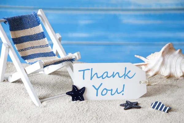 Summer Label With Deck Chair And Text Thank You — Stock Photo, Image