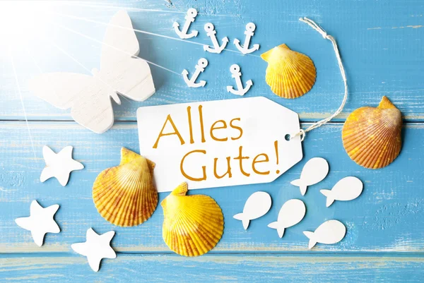 Sunny nyári üdvözlőlap a Alles Gute: minden jót kíván — Stock Fotó