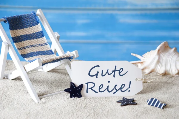 Summer Label With Deck Chair, Gute Reise Means Good Trip — Stock Photo, Image