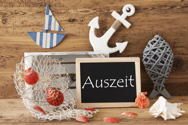 Chalkboard With Summer Decoration, Auszeit Means Relax — Stock Photo, Image
