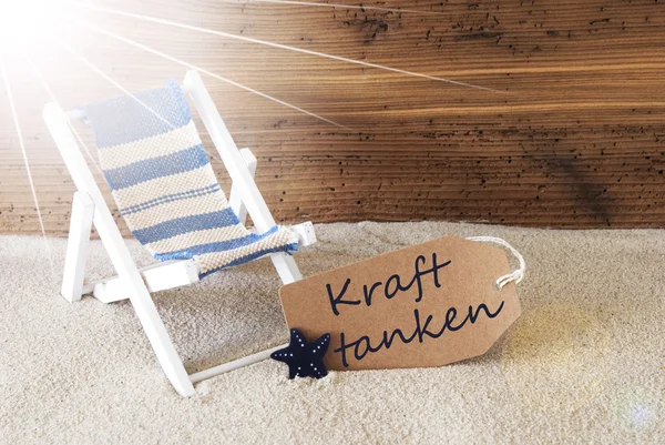 Letnia słoneczna etykieta, Kraft Tanken oznacza Relax — Zdjęcie stockowe