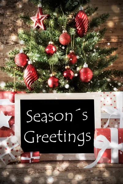 Juletræ med Bokeh Effekt, Seasons Hilsner - Stock-foto