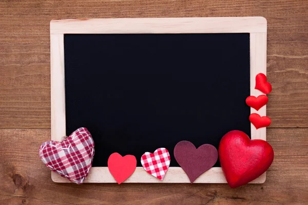 Tabule s textilním srdcem, kopírovat mezeru — Stock fotografie