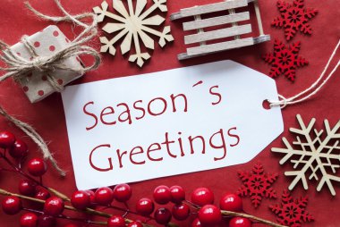 Etiket Noel Dekorasyon, Metin Seasons Selamlar ile