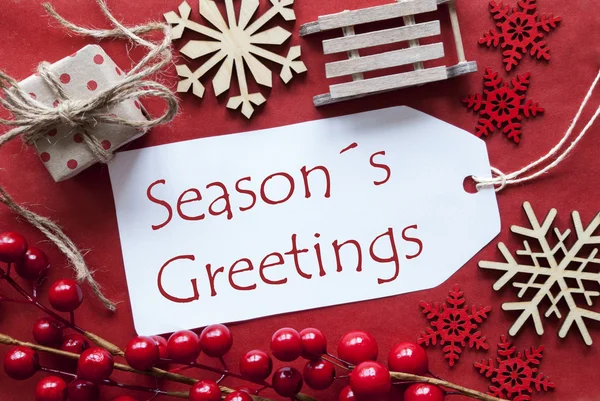 Címkét karácsonyi dekoráció, szöveg szezon Üdvözlet — Stock Fotó