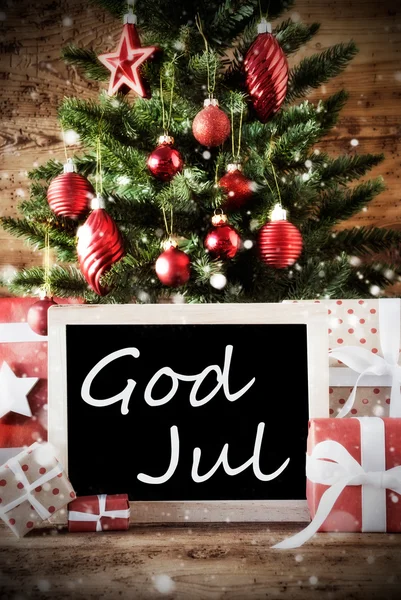 Tanrı Jul ile Ağaç Mutlu Noeller anlamına gelir — Stok fotoğraf