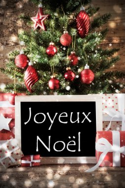 Bokeh Etkisi ile Ağaç, Joyeux Noel Neşeli Noel anlamına gelir