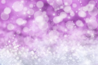 Kar, Yıldız Ve Bokeh ile Pembe Noel Arka Plan