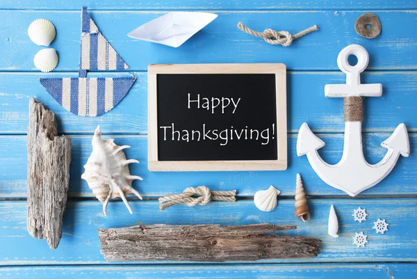 Nautic Chalkboard And Text Happy Thanksgiving — Stock Photo, Image