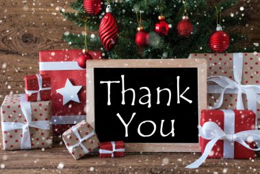 Kar Taneleri ile Renkli Noel Ağacı, Metin Teşekkür Ederim