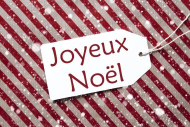 Etiket Kırmızı Kağıt, Kar Taneleri, Joyeux Noel Neşeli Noel ler Anlamına Gelir