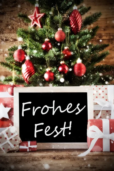 Árvore com Frohes Fest significa Feliz Natal — Fotografia de Stock