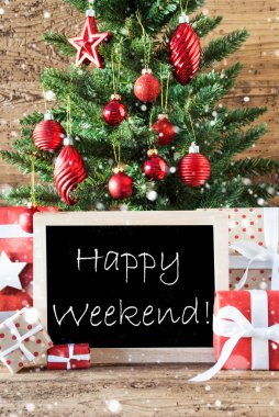 Kar Taneleri ile Renkli Noel Ağacı, Happy Weekend