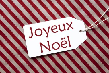 Paket kağıdı, Joyeux Noel anlamına gelir Merry Christmas kırmızı etiket