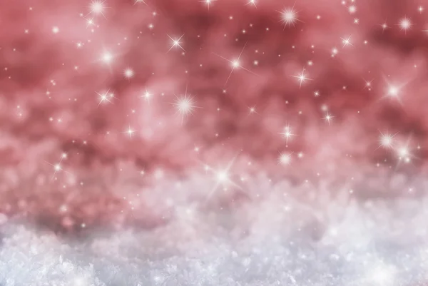 Red Christmas Background With Snow And Stars — Stock Photo, Image