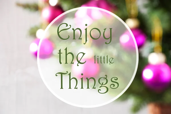 Blurry Balls, Rose Quartz, Quote Enjoy The Little Things — Stock Photo, Image