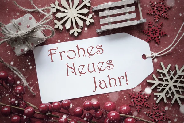 Nostalgische Weihnachtsdekoration, Etikett mit neuem Jahr bedeutet Neujahr — Stockfoto