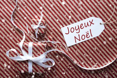 Etiket, kar taneleri, Joyeux Noel anlamına gelir neşeli Noel hediye