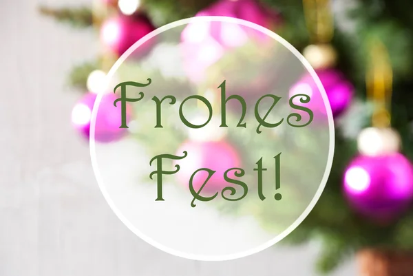 Wazig ballen, Rozenkwarts, Frohes Fest betekent vrolijk kerstfeest — Stockfoto